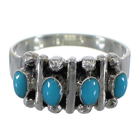 Southwestern Turquoise Genuine Sterling Silver Ring Size 7-1/4 RX60641